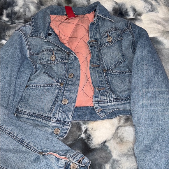 Mossimo Supply Co. Denim Jacket with Pink Quilted Lining - Picture 1 of 3